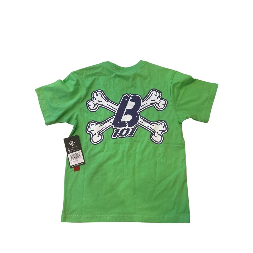 Baseball Lifestyle 101 Green Tee Kids Size S New with Tags cross bones - Picture 4 of 5